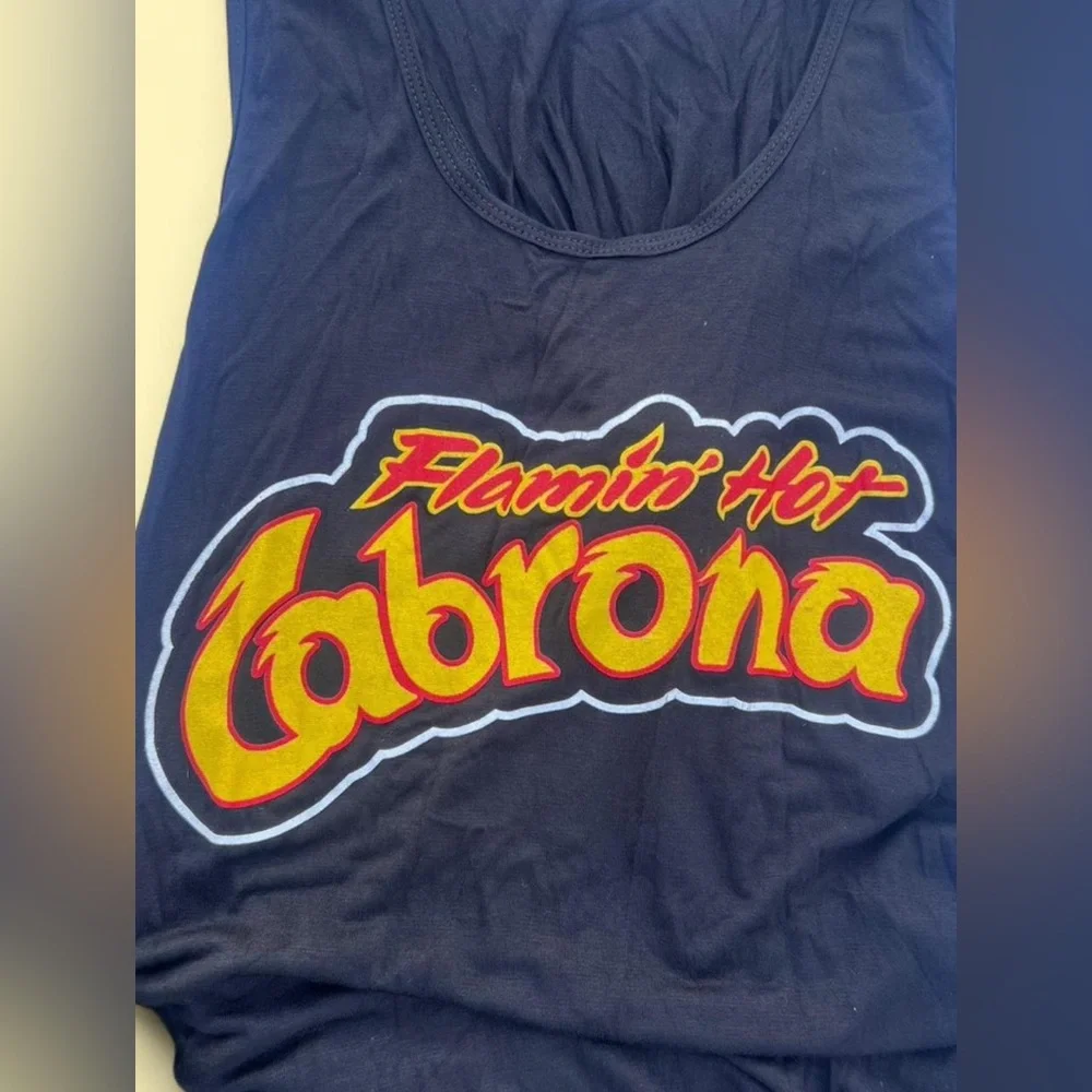 Flamin’ Hot Cabrona Graphic Racerback Tank Top Black‎ Sleeveless Casual Large